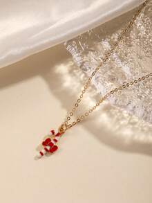 1 pieza Collar de mujer de moda con colgante de árbol de Navidad, calcetín, bastón de caramelo, collar gargantilla para uso diario