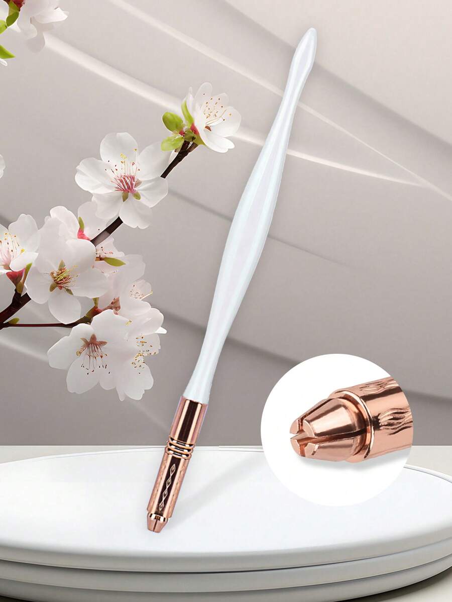 ATOMUS 1 支白色亚克力轻质眉笔，带铝合金十字头（兼容圆针刀片）