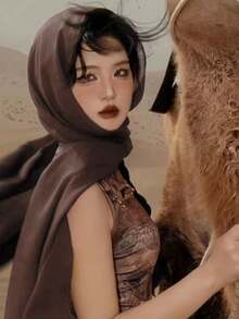 Szalik podróżny na pustynię w Egipcie, Dubaj, plaża, fotografia, chusta dla kobiet, plażowy jedwabny szalik, chusta na głowę z filtrem przeciwsłonecznym