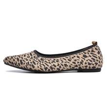 Knit Flats - Pointed Toe Knitted Flats - Solid Color, Slip On, Breathable - Casual, Everyday Wear - Women - Comfortable, Stylish, Versatile - Effortless Style, All Day Comfort - Leopard - View 1