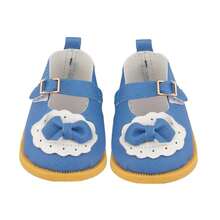 MSYO 1双14英寸美国娃娃鞋，可爱毛绒蝴蝶结皮鞋，时尚百搭公主休闲鞋，娃娃配件，适合作为小女孩的生日/节日/万圣节礼物 - 彩色 - 查看 4