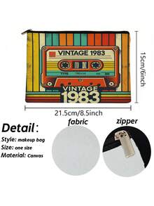 复古磁带印花化妆包 - 采用轻质涤纶面料，拉链封口，适合收纳化妆品和洗漱用品。充满活力的80/90年代怀旧设计，是女性理想的化妆/洗漱包、学生应急包或圣诞礼物之选。 - 彩色 - 查看 3