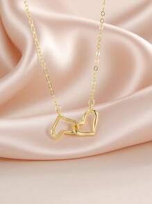 Artepollo 1 Stück 925 Sterling Silber Hypoallergene Doppelherz Anhänger Halskette, süß & niedlich, geeignet für Feiertage oder den täglichen Gebrauch, Geschenk für Kinder, Freunde, Geburtstag, Schulanfang