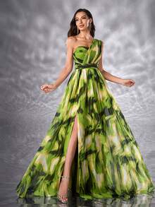 YISIKADO 女士无袖扎染印花度假连衣裙 - 橄欖綠 - 查看 4