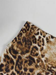 FQLWL Thời trang mùa hè Trang phục đi biển đường phố dành cho nữ Áo yếm cổ chữ V sâu họa tiết da báo Quần cạp cao Bộ đồ hai mảnh đi chơi câu lạc bộ - màu nâu - Xem 6