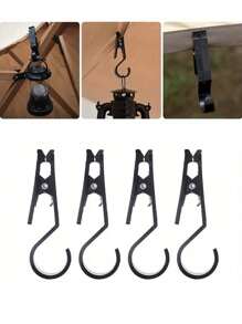 4 件套悬挂灯夹挂钩、悬挂照片夹挂钩、花园露台帐篷遮阳夹挂钩，适用于灯笼、灯泡 - 彩色 - 查看 2