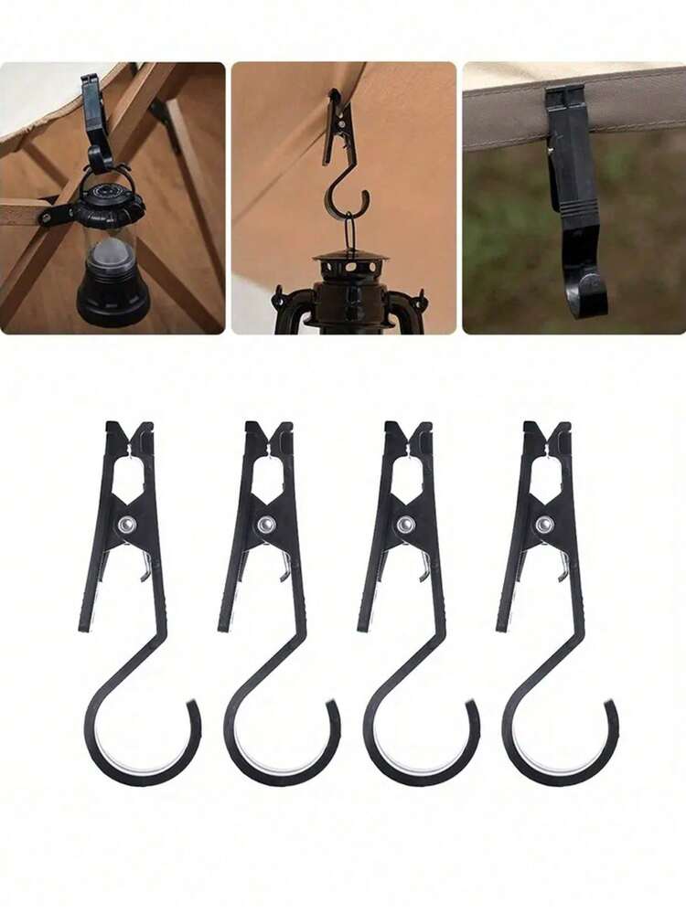 4 件套悬挂灯夹挂钩、悬挂照片夹挂钩、花园露台帐篷遮阳夹挂钩，适用于灯笼、灯泡 - 彩色 - 查看 1