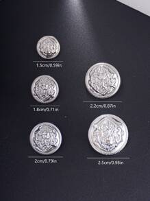 10颗/套金属浮雕圆形纽扣，适用于校园夹克、女装、外套、时尚雕塑感纽扣、上衣、校服、简约手工缝制金属纽扣，英伦风格