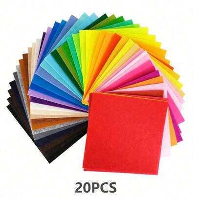 10/20/40片装，20种颜色，1毫米厚毛毡布片，适用于缝纫工艺、DIY缝纫、拼布、学校项目，涤纶材质家居装饰套装