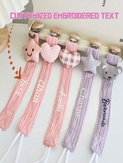 1pc Customized Embroidered Cartoon Pacifier Clip, Collar Decor Clip, Collar Chain, Practical And Stylish Collar Accessory - Universal Anti-Lost Chain, Friend Gift/Comfort Gift/Wood Chain Gift/Holiday Gift/Birthday Gift/New Year Gift, High-Quality Custom Accessory, Personalized, Unique Ideal Gift For Girlfriend, Dad, Mom, Family, Friends, Pets, Daughter, School Students, Birthday,Durable,Colorful,Cute,Adorable,Funny,Kawaii,Y2K,Stylish,Unisex,Casual,Custom,Personalized,Unique,Customized,Ideal Gifts For Him,Ideal Gifts For Her,Her,Boyfriend,Girlfriend,Family,Friends,Practical Gift