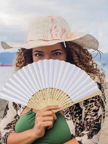 Personalized Engraved White Folding Fan, Custom Lettering Fan, Personalized Wedding Fan, Engagement Gift, Bridal Gift, Party Favor, Best Man Gift, Wedding Thank-You Gift, Birthday Gift, Baptism Gift, First Communion Gift, Personalized Gift Idea, Bamboo Folding Fan, Can Be Used For DIY Creative Blank Printing Advertising Gifts. Multifunctional, Highly Decorative, And Of Superior Quality, It Is An Ideal Gift For Her, Suitable For Tea Room, Valentine's Day, Mother's Day, Father's Day. - Multicolor - View 4