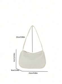 1 件纯色尼龙拉链蝴蝶印花腋下包，简约时尚，适合日常外出 - 白色 - 查看 4