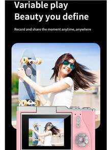 18X Optical Zoom Compact Digital Camera With 48MP Auto Focus, 4K Video, Face Detection, 2.4" Flip Screen, Rechargeable Battery - LK-007 Pink - View 4