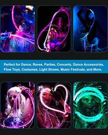 LED Fiber Optic Whip Dance, USB Rechargeable, 7 Colors, 4 Modes, Rainbow Bright Lights Effect, Great For Rave Party, Music Festival, Stage Show, Carnival Activities - Nhiều màu - Xem 6