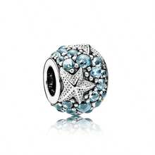 1pc Elegant Blue Series Beaded Heart Pendant, Featuring Underwater World, Outer Space, Floral & Animal, Starfish & Shell Patterns, Suitable For Bracelet Or Necklace Decoration, DIY Jewelry Making, Birthday Or Women's Gift - Blue - View 13