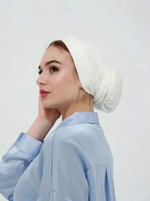 1pc Women Classic Solid Color Elegant Instant Single Layer Wrapped Turban, Fashion Charming Long Ribbon Headband, Non-Slip Breathable Soft Modal Knit Fabric Headscarf Hijab, Suitable For Daily, Yoga, Outdoor