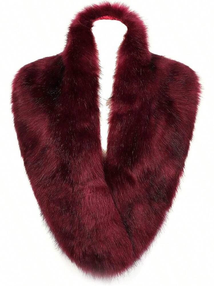 Young Faux Fur Collar Women's Neck Warmer Scarf Wrap - 勃根地加 - 查看 2