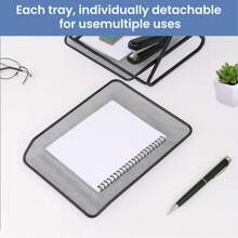 2 Tier Paper Tray Mesh Desk Organizer Office Desktop Document A4 File Desk Tidy Letter Filing Storage - Variant - View 4