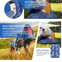 Sleeping Pad - Ultralight Inflatable Sleeping Mat With Built-In Foot Pump, Durable Compact Waterproof Camping Air Mattress For Camping, Backpacking, Hiking, Tent Trap Traveling - Blue - View 8