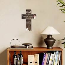 1件和平圣经经文木质十字架墙饰 - 8.0 x 12.0 英寸，励志基督教家居装饰，适合悬挂在客厅和教堂，是圣诞节、复活节、感恩节的完美装饰，也是冬季家居装饰的理想之选。