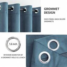 2 Panels Blackout Curtains Solid Soft Grommet Mustard Yellow Thermal Insulated Soundproof Room Darkening Curtains/Drapes/Panels Fall Living Room Bedroom 52 X 90 Inch - 深色板岩 - 查看 3