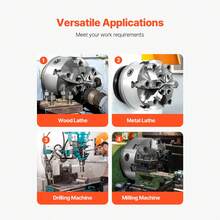 6-Jaw Lathe Chuck, 6 Inch (160 Mm), Self-Centering Chuck With D1-4 Cam Lock Backing Plate, 0.12-5.71 In (3-145 Mm) Clamping Range With T-Wrench Screws, HT300 Material, For Wood Metal Lathe - 銀色 - 查看 6
