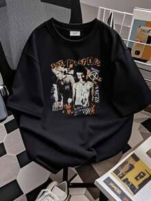 180g Pure Cotton  Pistols Shirt,  Pistols Cotton Black Uni T-Shirt S-5XL VN1546 Graphic Designer Clothes Streetwear Casual Top For Everyday Wear Stylish For Women Breathable Slightly Fashion Versatile Soft Summer Comfortable Stretched Print Round Neck Short Sleeve For Men