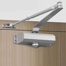 1pc Automatic Door Closer, With Easy Installation Instructions, Home Use 3-Level Spring Hydraulic Self-Closing Door Closer - Silver Aluminum - Multicolor - View 3