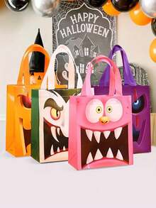 4件-22件万圣节无纺布礼品袋手提袋猫精灵鬼魂女孩木乃伊吸血鬼僵尸南瓜礼物防水包装袋 - 彩色 - 查看 8