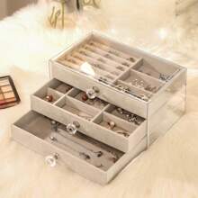 1 件优质珠宝收纳盒，防氧化耳环、项链、戒指展示架，适用于女士收纳整理器旅行必需品返校宿舍收纳秋季装饰