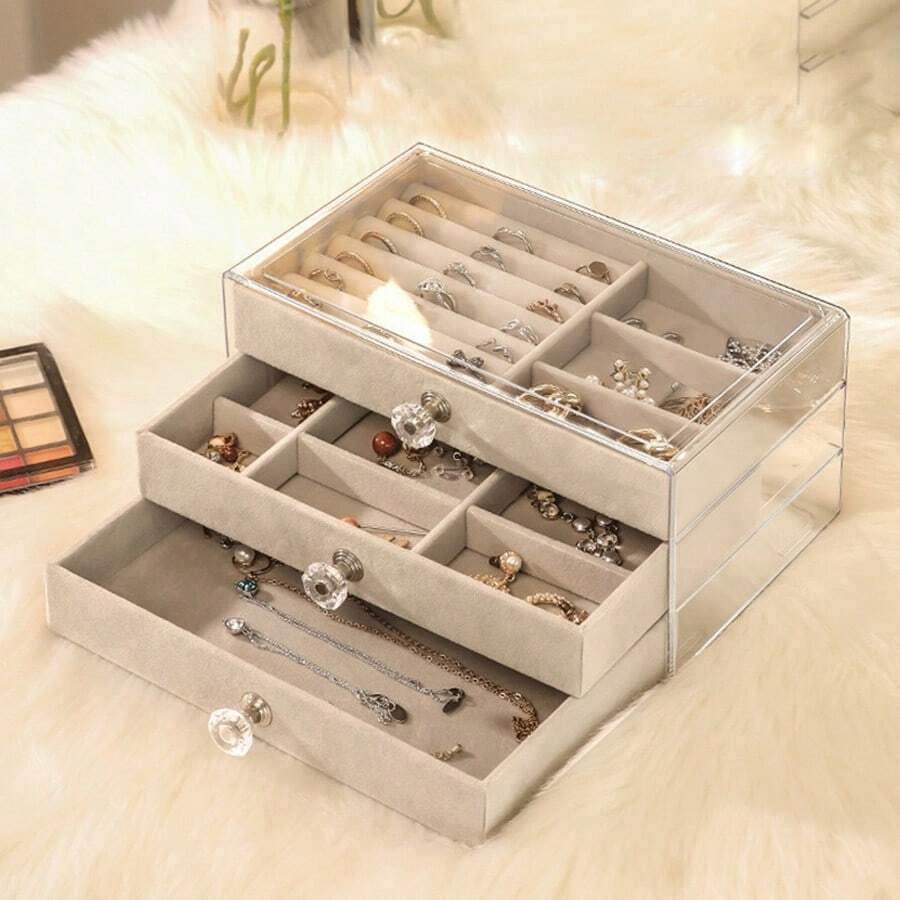 1 件优质珠宝收纳盒，防氧化耳环、项链、戒指展示架，适用于女士收纳整理器旅行必需品返校宿舍收纳秋季装饰