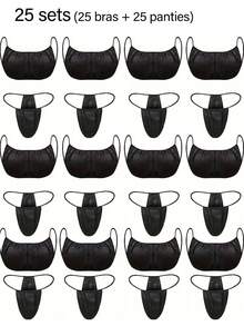 50 件一次性内裤套装，女士一次性内裤 Spa 比基尼丁字裤，免晒喷雾美黑上衣内裤 - 彩色 - 查看 11