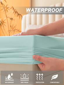 1 tấm bảo vệ nệm chống thấm nước màu trơn, thân thiện với da, mềm mại và thoải mái, dùng làm ga trải giường, tấm lót nệm ngủ ấm cúng, phù hợp cho mọi mùa. - Màu xanh Bạc hà - Xem 9