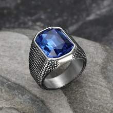 MONALLY 1 pièce Bague pour homme en acier inoxydable avec zirconium cubique étincelant, style de bijoux personnalisé, convient pour la Fête des Pères, la Saint-Valentin, l'anniversaire, cadeau parfait, faible allergie, accessoire inaltérable - anneau - Voir 10