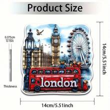 1 件欧洲地标建筑亚克力和橡胶八角形冰箱贴 - 伊斯坦布尔圣索菲亚大教堂、热气球、安塔利亚、埃菲尔铁塔、奥地利、伦敦、厨房、办公室或储物柜的创意家居装饰、送给家人和朋友的完美礼物、可爱的冰箱贴