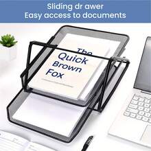 2 Tier Paper Tray Mesh Desk Organizer Office Desktop Document A4 File Desk Tidy Letter Filing Storage - Variant - View 7