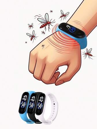 1pc Fashionable Mosquito Repellent Couple Bracelet Watch, Technological Mosquito Repellent Watch, Ladies , Physical Mosquito Repellent, Comfortable To Wear, Versatile, Adjustable Size, Suitable For Outdoor, Fishing, Walking, Hiking, Gift For Loved Ones