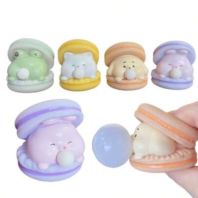1pc Macaron Bubble Burger Squeeze Toy, Office Prank Squeeze Toy, Teens & Adults Stress Relief Toy, Suitable For Holiday/Birthday/Halloween/Christmas Gifts, Available In Purple, Green, Orange, Yellow
