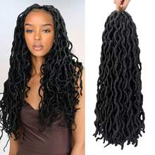 18/24 Inch Goddess Faux Locs Crochet Hair 1/6 Packs/Lot Soft Locs Wavy Crochet Braids Dreadlocks 3 Tone Curly Wavy Twist Braiding Hair Extensions African Roots Braid - Multicolor - View 12