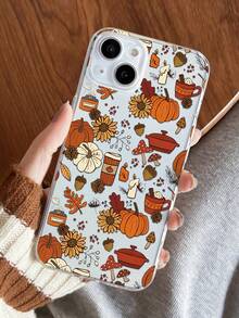 Fall Phone Case 1pc Fashionable Autumn Pumpkin & Flower Graphic Transparent TPU Anti-Fingerprint Phone Case Compatible With IPhone 16 ProMax/16/16 Pro/16 Plus/11/15/15 Pro/15 ProMax/12/13/14 ProMax/XS/XR/11 Pro/11 ProMax/12 Pro/12 ProMax/13 Pro/13 ProMax/7 Plus/14 Pro/14 ProMax/14 Plus/7 Plus/8 Plus/8/SE2/12 Mini/13 Mini Soft Cover Waterproof Shockproof Anti-Fall Scratch Resistant - Multicolor - View 2