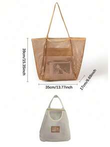 Bolso de malla de nailon para viajes a la playa, bolso de mano y de hombro casual, plegable para mujeres, adecuado para la playa, picnics y vacaciones, disponible en varios colores