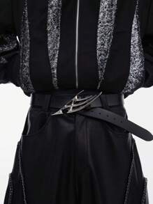 1 条朋克黑色腰带/时尚简约男士腰带/Y2K 土星合金扣男士腰带/黑色皮革男士工作商务腰带适合日常生活搭配休闲裤和牛仔裤秋季、秋季、万圣节秋冬配饰，适合青少年、青年、男士、休闲、户外、运动、度假、毕业礼物、生日、日常穿着