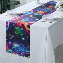 1 件荧光球闪光生日桌旗 | 闪亮迪斯科派对桌布 | 迎婴派对性别揭示装饰 | 夜光涤纶桌布，适用于节日婚礼家居装饰