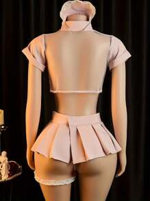 Sexy Lingerie, Cosplay, Sexy Nurse Uniform Set, 5-Piece Set: Top + Skirt + Panties + Headband + Leg Rings, Ladies Lingerie And Sexy Lingerie Set