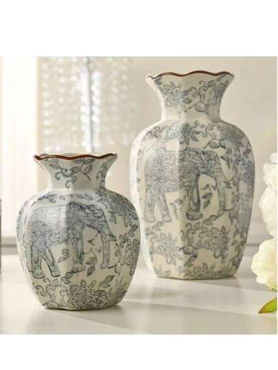 高端装饰青花瓷花瓶，复古简约风格客厅，水培门厅花艺布置，家居装饰桌面配件，摄影道具，客厅花瓶装饰，餐桌装饰，室内设计装饰