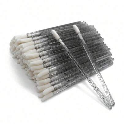 Bộ 100/50/25 cọ môi và mi chuyên nghiệp - Đầu cọ dùng một lần chất lượng cao, lông mi lấp lánh như pha lê, lông siêu mịn, thích hợp cho nối mi chính xác và tẩy trang nhẹ nhàng - Dụng cụ làm đẹp