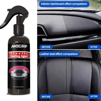 汽车内饰翻新抛光剂 - 塑料仪表盘和仪表盘抛光剂、亮面漆、座椅和轮胎黑色光泽修复剂、塑料表面修复剂、清洁和抛光溶液