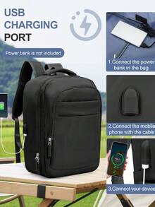 带 USB 充电端口的简易旅行背包，适合男士的 14-15.6 英寸笔记本电脑背包，大容量学校背包，周末背包，随身背包，徒步旅行背包，防水旅行必备品，配有行李带设计，适合户外工作度假旅行必备 - 彩色 - 查看 5