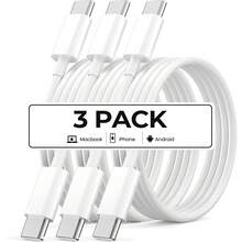 1-3 包 Type-C 转 Type-C 6.6 英尺/200 厘米快速充电数据线，兼容 16/16 Pro/16 Pro Max/16 Plus/15/15 Pro/15 Pro Max/iPad Mini 6/iPad Air 4/iPad Pro，兼容 16、16 Pro Max、15、15 Plus、15 Pro、15 Pro Max，兼容 Redmi，兼容 OnePlus Type C 充电器 - 白色 - 查看 1