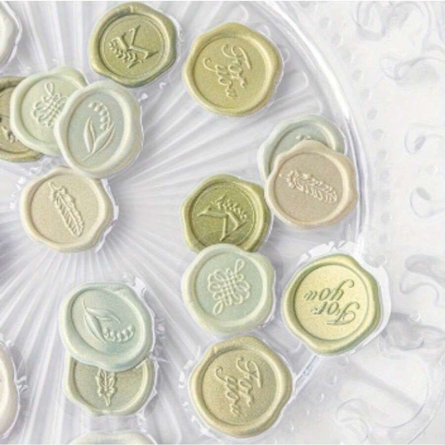 Wax Seal Stickers – 18-Piece Wax Seal Sticker Set With 6 Styles, Transparent Dried Flower Stamp Stickers, Self-Adhesive Envelope Sealing Stickers For Wedding Invitations - 綠色 - 查看 1